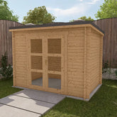 Abri de jardin toit plat 6m² PENTY - madriers 40mm traité - tuiles métalliques - Gardy Shelter Ma boutique